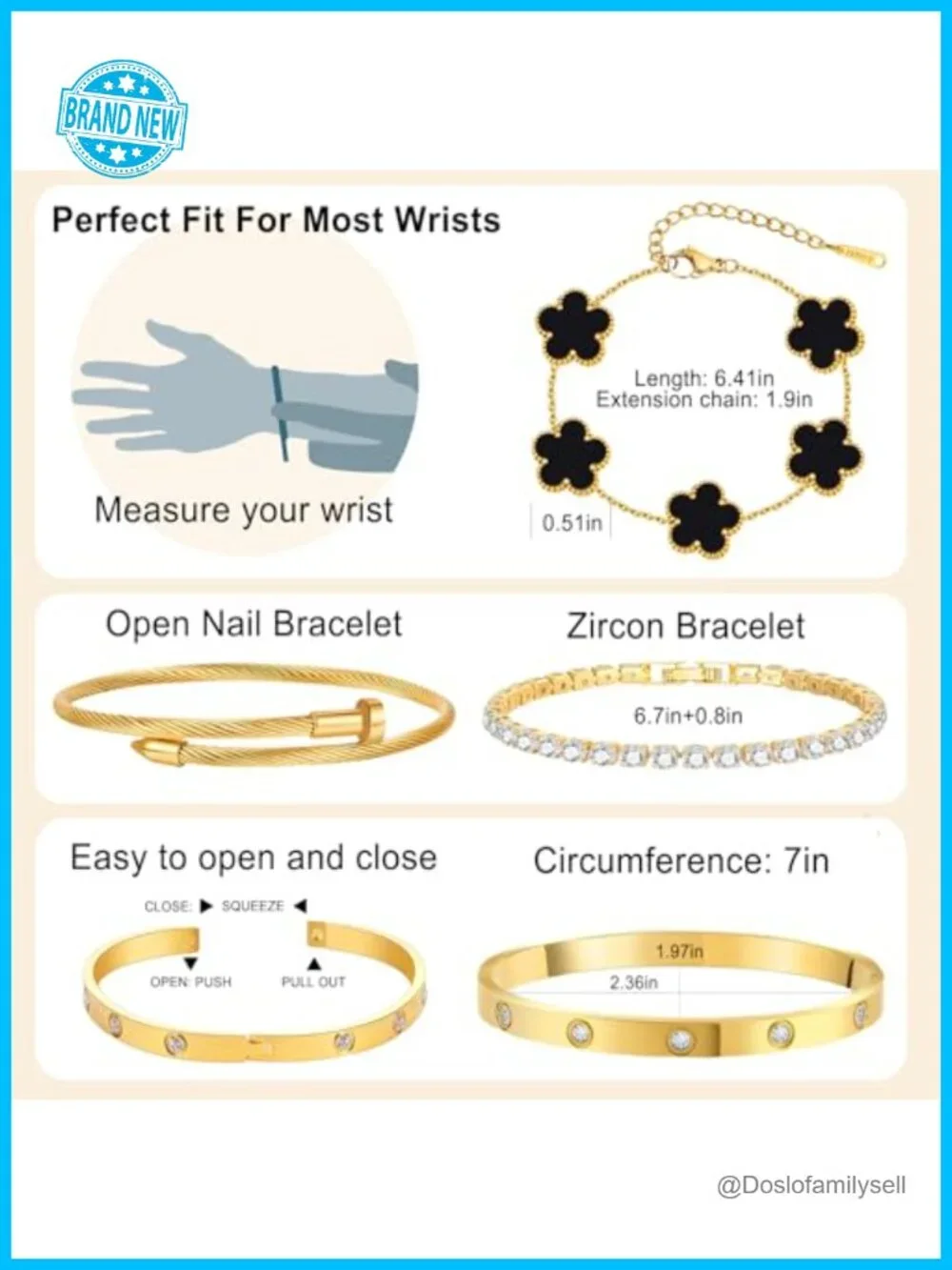 18K Gold Plated Womens Stackable Bracelets Set of 4 – Love Bangle, Tennis